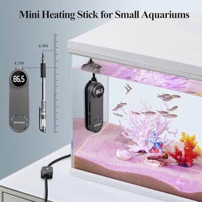 Small Submersible Aquarium Heater, Fish Tank Heater | 100w for Turtle Tank with Led Digital Display,External Adjustable Temperature Controller for 12 to 25 Gallon Tanks - size: 100w for 12 to 25 gallon tank