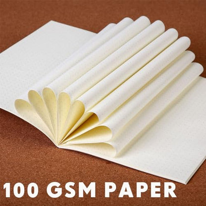 100 Pcs Journals Notebooks Bulk - Kraft Softcover A5 Small Notebooks 5.5 Inch x 8.3 Inch Notepads with 60 Page 30 Sheet for Writing Sketch Travel Office Supplies(Brown,Dot) - color: Brown, style: Dot