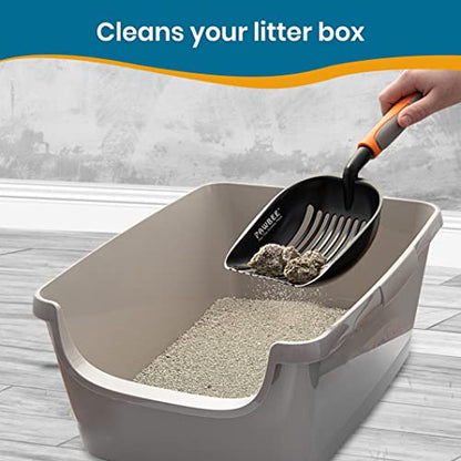 PAWBEE Premium Non-Stick Metal Cat Litter Scooper with Holder, Deep Shovel Poop Scoop, Long Non-Slip Handle