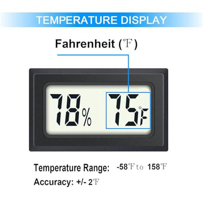 JEDEW 2 Pack Mini Digital Hygrometer Thermometer Gauge, Indoor Outdoor Temperature Humidity Meter for Humidifiers Greenhouse Reptile Plant Humidors, Large LCD Screen, Display in Fahrenheit (℉) (2)