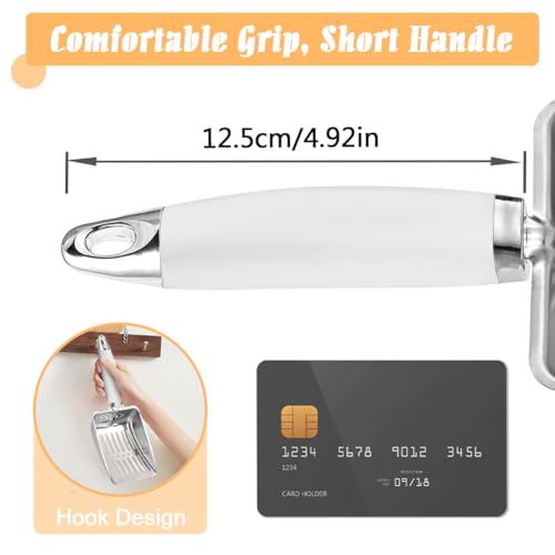 Cat Litter Scoop - Stainless Steel Metal Cat Litter Scoop-Sturdy Mesh Scooper - Mesh Shovel-Easy to Clean - Suitable for Cat Litter Box -Grey White-Christmas - color: Grey White, size: M