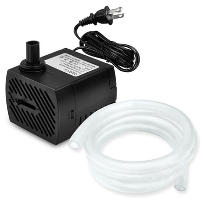 (80GPH 4W) Mini Submersible Water Pump with 2.2FT Tube for Pond, Aquariums, Fish Tank, Hydroponics, Tabletop Fountain, Pet Fountain, Indoor or Outdoor Fountain Pump (AC Powered)