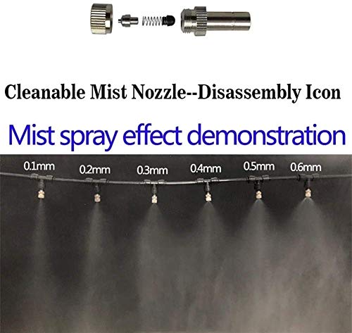 Misting Nozzles for Outdoor Cooling System 10pcs Mister Nozzle Atomizing Misting Sprayer Fog Nozzles for Garden, Humidification, Landscaping, Dust Control, 0.024Inch (Size : 0.6mm)