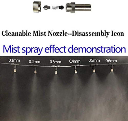 Misting Nozzles for Outdoor Cooling System 10pcs Mister Nozzle Atomizing Misting Sprayer Fog Nozzles for Garden, Humidification, Landscaping, Dust Control, 0.024Inch (Size : 0.6mm)