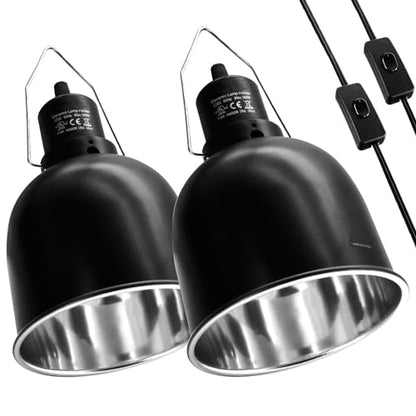 MECESOR 2 Packs 5.5 Inch Reptile Light Fixture and Reptile Lamp Stand Adjustable Height 15.7-73.6inch with 360°Adjustable Swing Arm