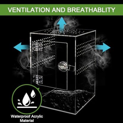 Spider Terrarium Kit, Jumping Spider Enclosure with Hideout, Rope Bridge, Ledge Ladder, Micro Habitat Terrarium for Small Tree Dwelling Reptiles, Arboreal Tarantula Enclosure (6x6x9 Inches) - size: 6x6x9 Inches