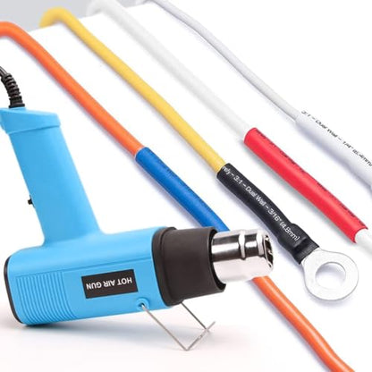 LDK Heat Gun 1200W 140℉~932℉ (60℃-500℃) Heavy Duty Hot Air Gun Kit Variable Temperature Control with 2 Temperature Settings 2 Nozzles for Crafts, Shrink Wrapping, Candle Making, Epoxy Resin - color: Blue