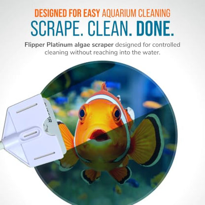 FLIPPER Platinum Hand Algae Scraper – Aquarium Glass and Acrylic Cleaner with Precision Scraper Design, Fish Tank Cleaning Tool for Freshwater & Saltwater Aquariums (28” Rigid Shaft) - size: 28 Inches