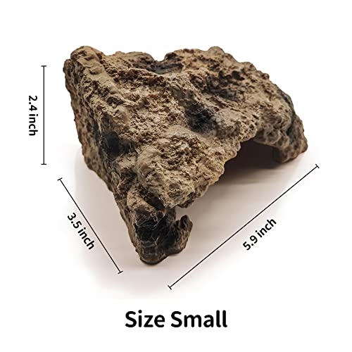 Reptile Hide Bearded Dragon Cave Hideouts Habitat Décor for Snake (Small) | Simulation Rock, Terrarium Tank Accessories, Turtles Lizards Snakes Crab Hide