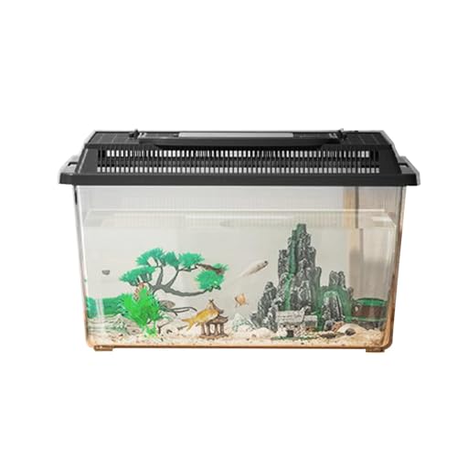 Reptile Terrarium, Reptile Feeding Box Snake Breeding Tank, Terrarium Hatching Carrier, Portable Habitat Feeding Box with Handle, for Pet Gecko Frog Snail Spide Lizard Scorpion Mantis Geckos