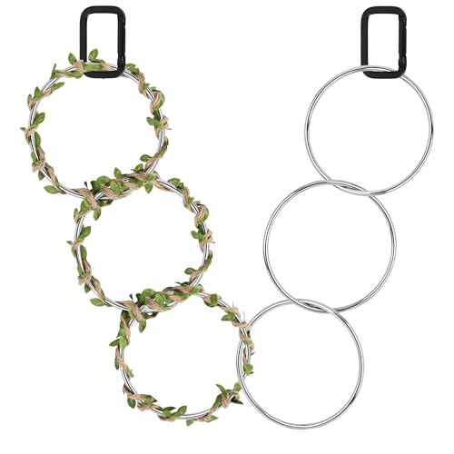 Snake Climbing Rings for Ball Python-Enrichment Snake Enclosure Accessories | Snake Climbing Accessories with Hanging Buckle, Rattan Rope for Bearded Dragon, Chameleon, Iguana, Gecko, Lizard, Parrot