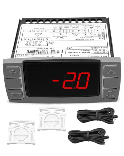Fit for Dixell XR06CX-4N1F1 Temperature Controller with Temperature Sensing Probe，Digital Thermostat Controller Fit for 120V 50-60hz Commercial Refrigerators/ Freezer - style: XR06CX-4N1F1