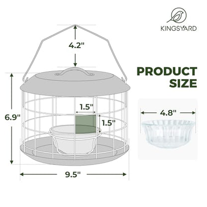 Kingsyard Bluebird Feeders for Outdoors Hanging | Metal Cage Bird Feeder with Tray, Squirrel Proof, for Small wildbirds, Weatherproof, Easy to Refill and Clean, Green - color: Green