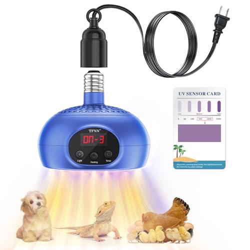 Chicken Coop Heater Lamps,200W-350W-500W Reptile Heating Lamp Upgraded with UVA UVB Ligh 3-6-9-12H Timer,Protable Greenhouse Heater for Outdoor Chicken Coop for Reptile Rabbits Dog Cats (5.2 Inch)