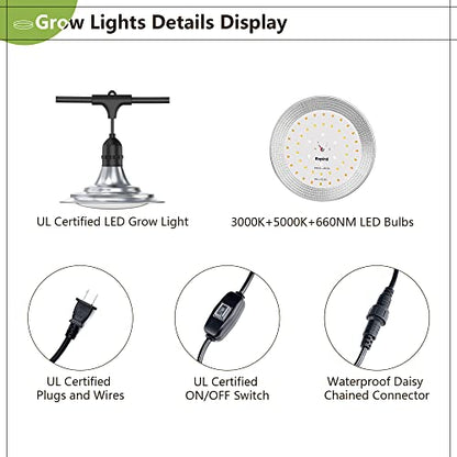 Outdoor Grow Light, Greenhouse String Grow Light, Waterproof Plant Growing Lamps, UL Certified LED Grow Lights for Greenhouse Garden, 21.3FT Full Spectrum Grow Light for Veg Seedling Flower - size: 6 Light without Timer