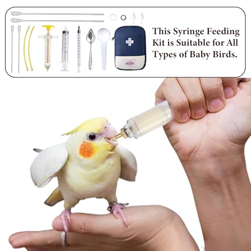16 pcs Baby Bird Feeding Syringe Set - Bird Hand Feeding Syringe Set, Baby Birds Feeder with 20ml Feeding Syringes, Birds Feeder Scoop, Soft Tubes for Parakeets & Cockatiels (Blue) - color: Blue