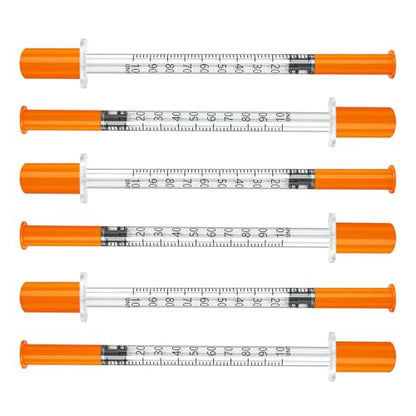 U-100 Syringe, 1 ml/cc Syringes 31G 5/16"(8mm), Individually Wrapped Lab Supplies, Pack of 100. - size: 1ml-31G 5/16", style: 100