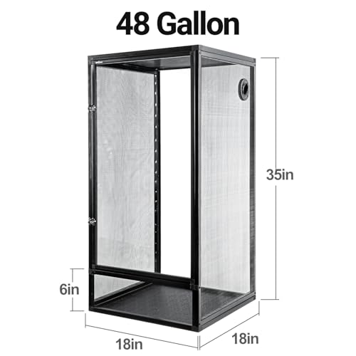 REPTI ZOO 18" x 18" x 36" Front Opening Chameleon Cage with 3-Sided Metal Mesh, 50 Gallon Screen Vertical Terrarium with Background Sticker, Tall Enclosure for Chameleon, Tree Frog, Arboreal Reptiles - size: 18" x 18" x 36"