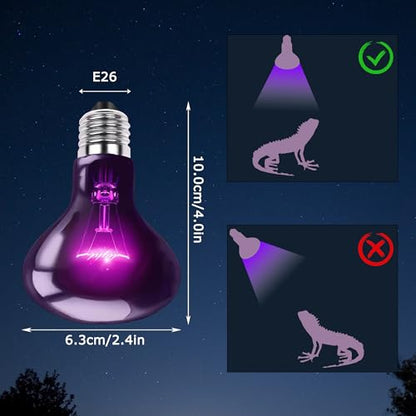 60W Reptile Night Light Bulb, Upgraded Moonlight UVA Heat Lamp | Simulates Natural Moonlight, Supports Nighttime Activity & Natural Behaviors for Bearded Dragons, Lizards, Snakes, Amphibians