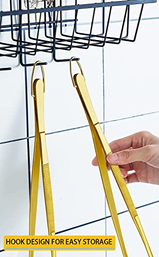 JETKONG 2 Pcs 12-Inch Cooking Tweezers Stainless Steel Food Tweezers Kitchen Tweezer Tongs (Gold) - color: Gold, size: 12+12 Inch