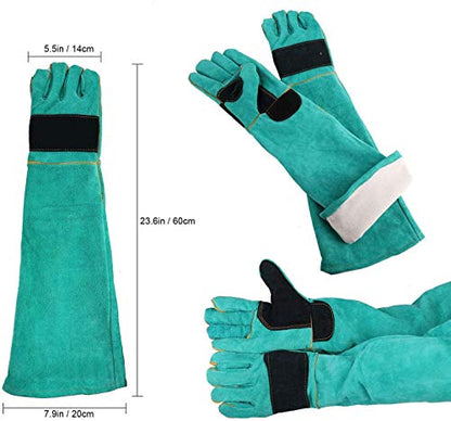 AOWPFVV Animal Handling Gloves Bite Proof for Dogs,Cats, 23.6in Large | Falconry,Birds,Snake,Reptile,Vets, Groomers & Animal Control - color: Light Green Size Large 23.6in