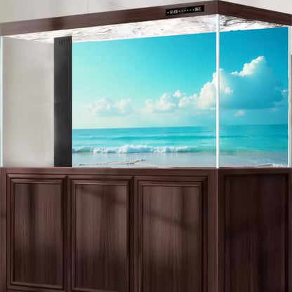 Ocean Beach Aquarium Background Calm Turquoise Ocean Seaside Fish Tank Background Tropical Seashore Beachside Cloudy Blue Sky Terrarium Backgrounds Stunning Seascape Reptile Tank Backgrounds 30x18in - color: Aqua, size: 30(W)x18(H)in
