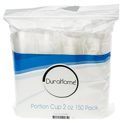 DuraHome Plastic Portion Cups with Lids 2 oz. Pack of 150 Leakproof Jello Shot Cup Mini Containers for Salad Dressing Sauce Condiment Snack Souffle and Salsa, Disposable - style: 150 Sets - 2oz.