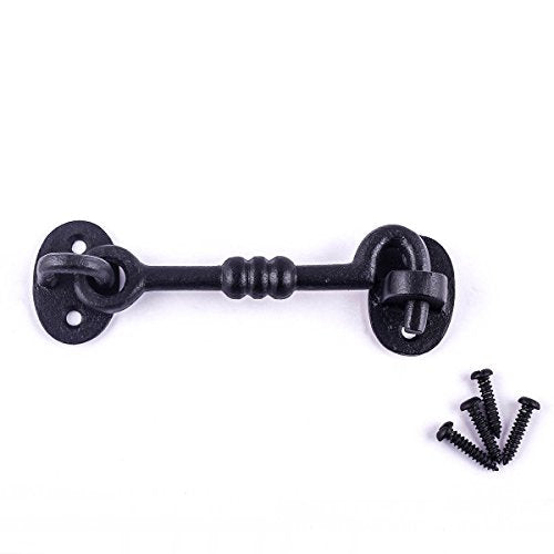 Renovators Supply Manufacturing Door Latch Lock 5 in. Wrought Iron Hook and Eye Latch for Door with Mounting Hardware - size: 5 Inch