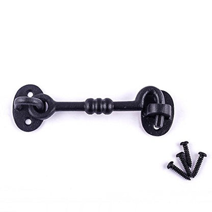 Renovators Supply Manufacturing Door Latch Lock 5 in. Wrought Iron Hook and Eye Latch for Door with Mounting Hardware - size: 5 Inch