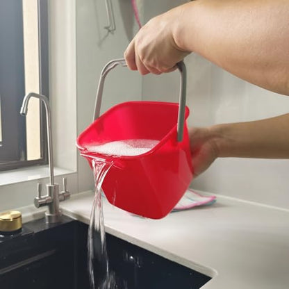 4 Pack Sanitizing Buckets, 3 Quart Square Sanitizing Bucket, Stackable Small Cleaning Pail with Handle, Detergent Buckets for Restaurant Commercial Home Kitchen Office School, Red