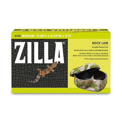 Zilla Rock Lair, Naturalistic Hide, Supports Shedding and Egg-Laying, Retains Humidity, Ideal for Snakes and Lizard, Medium - size: Medium