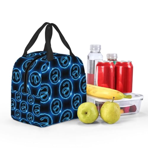 Unisex Snake Print Insulated Lunch Bag Thermal | Blue Snake Pattern, Reusable EVA Leakproof Tote, Compact Size for Gym, Beach & Office - color: Pattern (868)