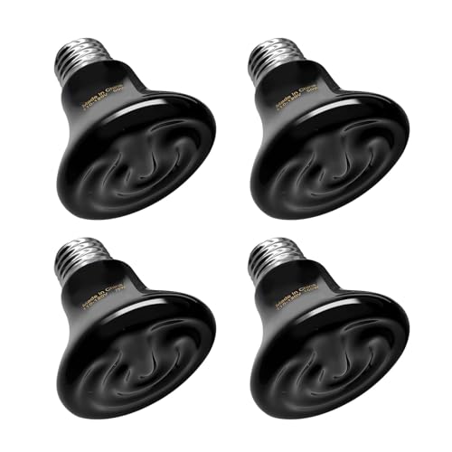 BNOSDM Reptile 100W Ceramic Heat Emitter,4 Pack Reptile Heat Lamp Bulbs,Ceramic Heat Lamp,Brooder Coop Heater for Amphibian Reptile Lizard Turtle Chicken - color: Pack of 4/Black, size: 100 Watts
