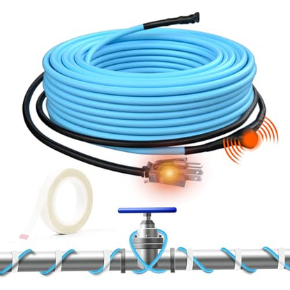 HEATIT 5W/ft Self-Regulating Pipe Heat Cable with Auto Thermostat 60Ft 120V | ETL certified for freeze protection and safe operation, built-in thermostat turns on at 37°F (3°C) , off at 50°F (10°C). - style: 60 ft