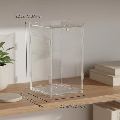 Transparent Reptile Enclosure Through Quality Clear Reptile Habitat Secure Latch Clear Acrylic Terrarium for Arachnid Enthusiasts, 12-12-20 - style: 12-12-20