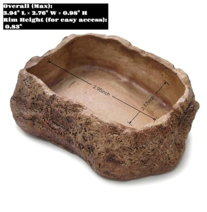 VelTherm Escape-Proof Reptile Bowl, Small Worm Dish with Smooth Vertical Inner Wall for Mealworms, Weighted Anti-Tip Food and Water Dish for Leopard Geckos, Small Lizards