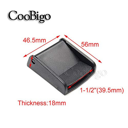 CooBigo 5pcs Webbing Cam Buckles Plastic Black Toggle Clip Backpack Straps - color: 1-1/2 Inch