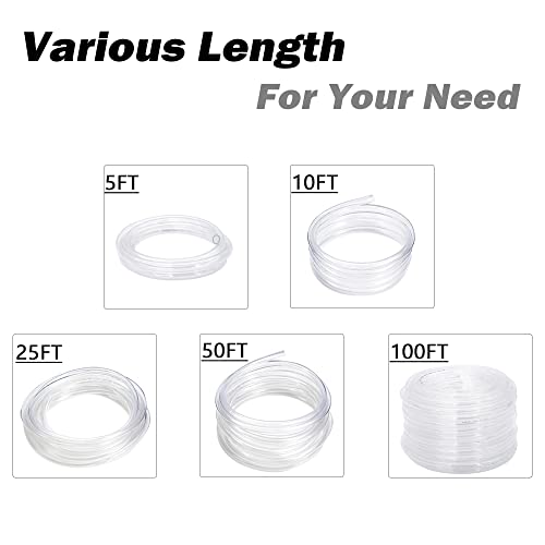 DAVCO 1/2" ID - 10 ft Clear Vinyl Tubing, Low Pressure Flexible PVC Tube, Heavy Duty UV Chemical Resistant Lightweight Plastic Vinyl Hose, BPA Free and Non Toxic, with 2 Stainless Clamps - size: 1/2"ID, style: 10 Feet