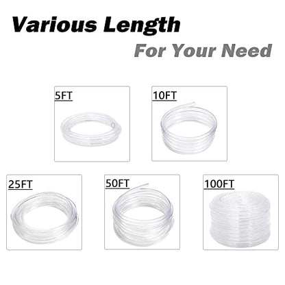 DAVCO 1/2" ID - 10 ft Clear Vinyl Tubing, Low Pressure Flexible PVC Tube, Heavy Duty UV Chemical Resistant Lightweight Plastic Vinyl Hose, BPA Free and Non Toxic, with 2 Stainless Clamps - size: 1/2"ID, style: 10 Feet