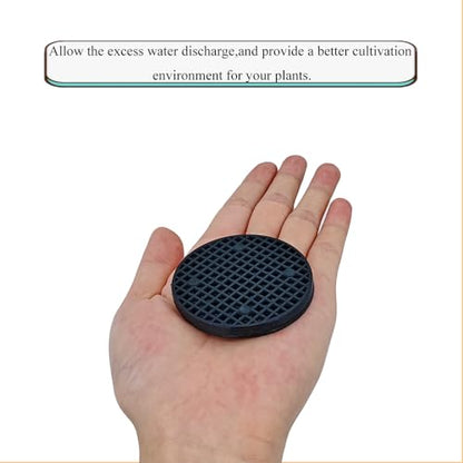 HAHIYO 20PCs 2.6Inch/6.5cm Black Round PP Plastic Flower Pot Hole Mesh Pad Bottom Grid Mat Bonsai Drainage mesh Hole Screens Gasket Prevent Soil Loss Breathable Gasket Drainage Netting for Bonsai - size: Round-2.6In-20P