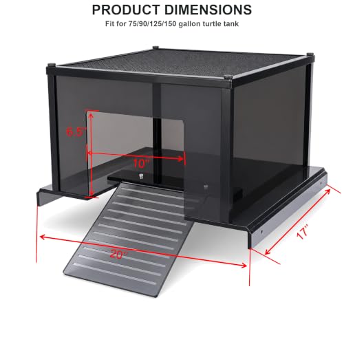 Large Turtle Basking Platform, Dock & Ramp for 17-20 Inch 75/125 Gal Tanks | Extra-Large Turtle Basking Platform with Non-Slip Ramp, Fits 17–20 Inch Wide 75/125 Gallon Aquariums