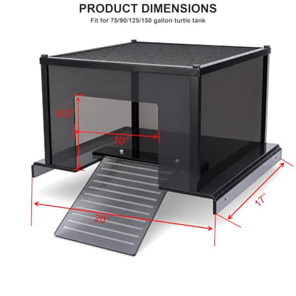 Large Turtle Basking Platform, Dock & Ramp for 17-20 Inch 75/125 Gal Tanks | Extra-Large Turtle Basking Platform with Non-Slip Ramp, Fits 17–20 Inch Wide 75/125 Gallon Aquariums