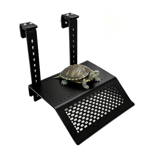 Hanging Acrylic Turtle Basking Platform Adjustable Height Turtle Dock with Ramp Perforated Floating Basking Shelf for Aquarium Water Tanks Reptile Terrapin Rest Sunning Spot (7.87x4.53x9.84 inch) - size: 7.87x4.53x9.84 inch