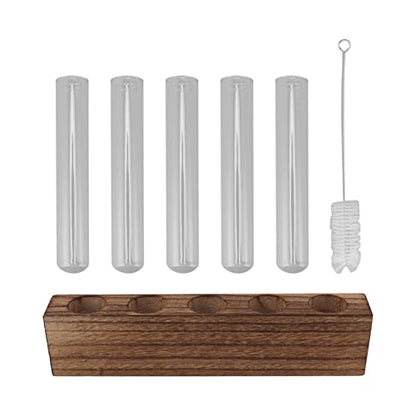 Pssopp Plant Propagation Station Glass Test Tube Plant Terrarium with Wooden Stand for Home Decor Office Living Room Garden (5 Tubes) - size: 5 Tubes