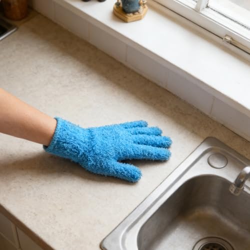 Microfiber Gloves for Plants,4Pairs Reusable Plant Gloves Dusting Washable Mittens Cleaning Glove Microfiber Dusters for House Furniture Blinds Kitchen Plants