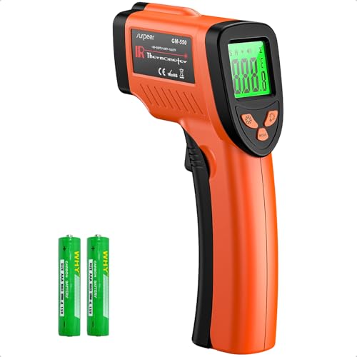12:1 Infrared Thermometer Temperature Gun, Non-Contact Digital Laser IR Temp Gun (-58°F to 1022°F / -50°C to 550°C), for Cooking, Pizza Ovens, BBQ, Grilling, and Reptiles