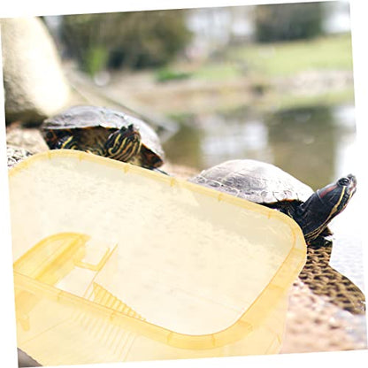 Generic 2pcs Turtle Feeding Box Terrarium Reptile Turtle Tank Reptile Habitat with Platform Pond Betta Fish Tank Water Bowl Hermit Crab Habitat Aquarium Sponge s Plastic