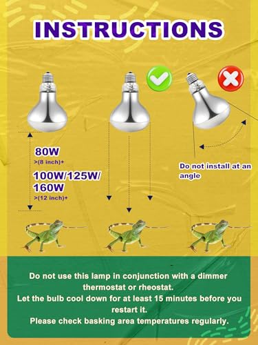 Heat Lamp Bulbs, 100 Watts UVA UVB Reptile Heat Bulb, 2 Pack | Full Spectrum, Basking Spot Light, Simulate Natural Sun Light, For Reptile and Amphibian, Silver - color: Pack of 2, size: 100 Watts