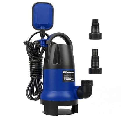 Prostormer 1HP 3700GPH Submersible Sump Pump with Automatic Float Switch | Blue Water Pump, Draining Transfer Clean & Dirty Water, for Pools/Ponds/Gardens/Flooded Cellars/Aquariums/Irrigation - color: Blue
