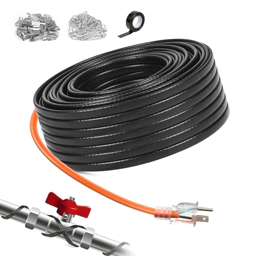 Heat Tape for Water Pipes Roof & Gutter Snow De-Icing 80FT | Heat Cable 5 Watts Per Foot, Water Line Heat Tape Keeps Water Flowing at -40°F 5W/FT, 120V 80 Feet - size: 80FT